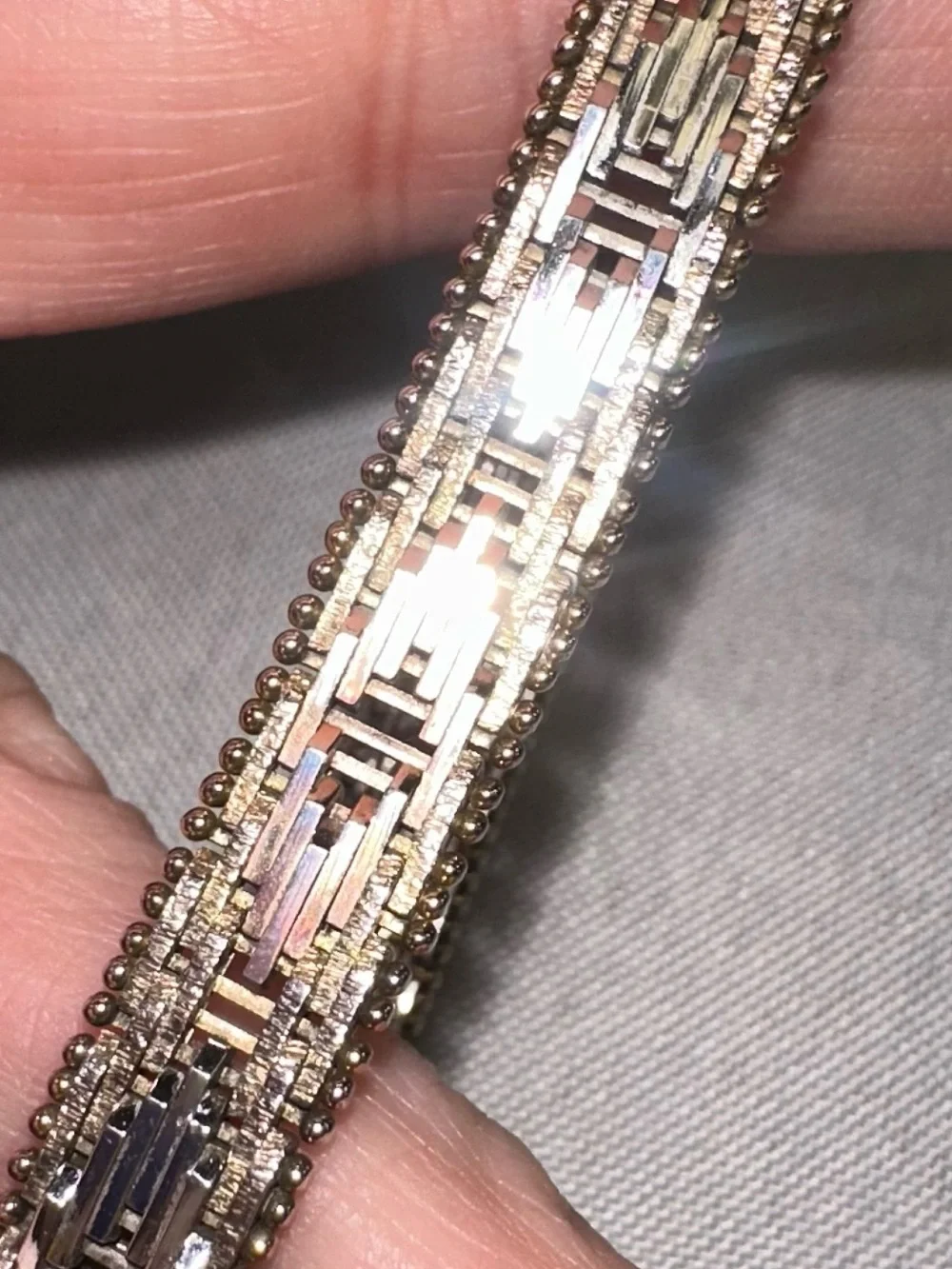 Vtg MILOR Riccio Italy 925 Sterling Silver Tri-Color Woven Link Bracelet 18g